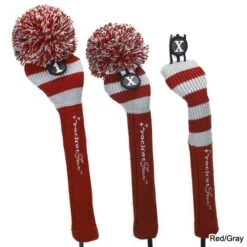 RocketTour Red Base Rugby Stripe Pom Pom Headcover -FairwayPro Store ROC0006 6c