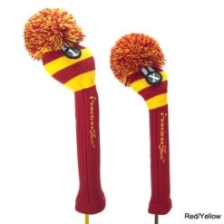 RocketTour Red Base Rugby Stripe Pom Pom Headcover -FairwayPro Store ROC0006 6d
