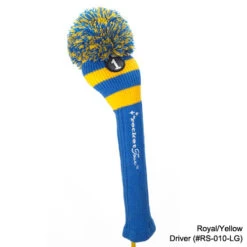 RocketTour Royal Blue Base Rugby Stripe Pom Pom Headcover -FairwayPro Store ROC0007 7d