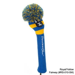 RocketTour Royal Blue Base Rugby Stripe Pom Pom Headcover -FairwayPro Store ROC0007 7e